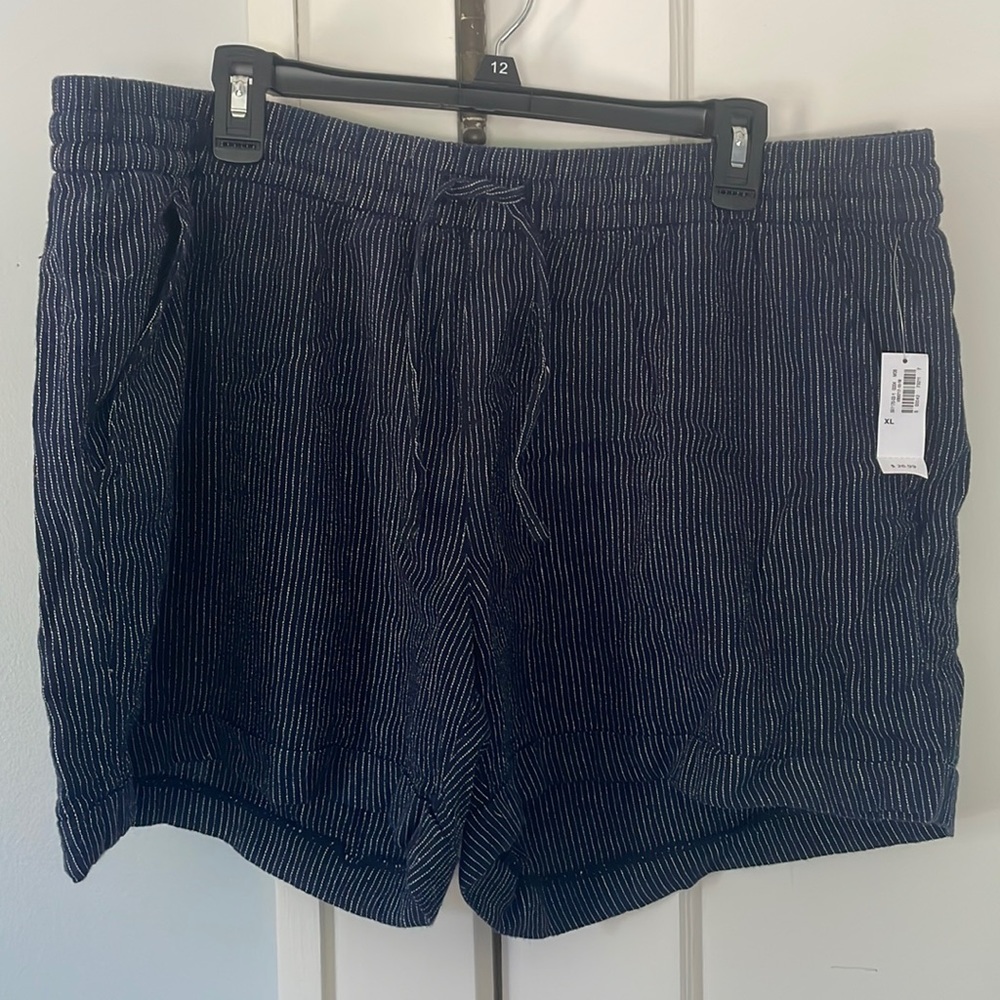 NWT blue stripe linen shorts